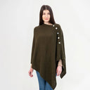 A20216 Asymmetrical Irish Lambswool Shawl Army Green Gaelsong
