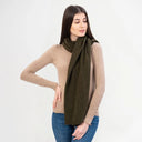 A20216 Asymmetrical Irish Lambswool Shawl Army Green Gaelsong
