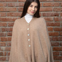 A20216 Asymmetrical Irish Lambswool Shawl Camel Gaelsong
