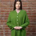 A20216 Asymmetrical Irish Lambswool Shawl Green Gaelsong
