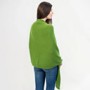 A20216 Asymmetrical Irish Lambswool Shawl Green Back View Gaelsong
