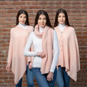A20216 PINK Colour Lambswool Shawl Lifestyle Different Styling Gaelsong
