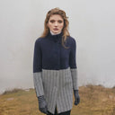 Ladies Herringbone Irish Wool Coat Navy Gaelsong