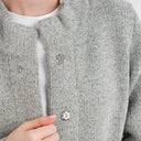 Ladies Herringbone Irish Wool Coat Grey Front Gaelsong