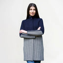Ladies Herringbone Irish Wool Coat Navy Gaelsong