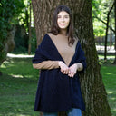 A20219 NAVY Color Ladies Classic Cable Wool Wrap Gaelsong