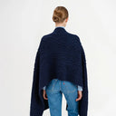 A20219 Ladies Classic Cable Wool Wrap Navy Back View Gaelsong
