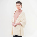 A20219 Ladies Classic Cable Wool Wrap Natural White Gaelsong
