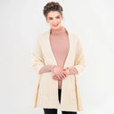 A20219 Ladies Classic Cable Wool Wrap Natural White Gaelsong
