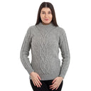 A20220 GREY Colour Women's Irish Cable Turtleneck Sweater Studio Gaelsong
