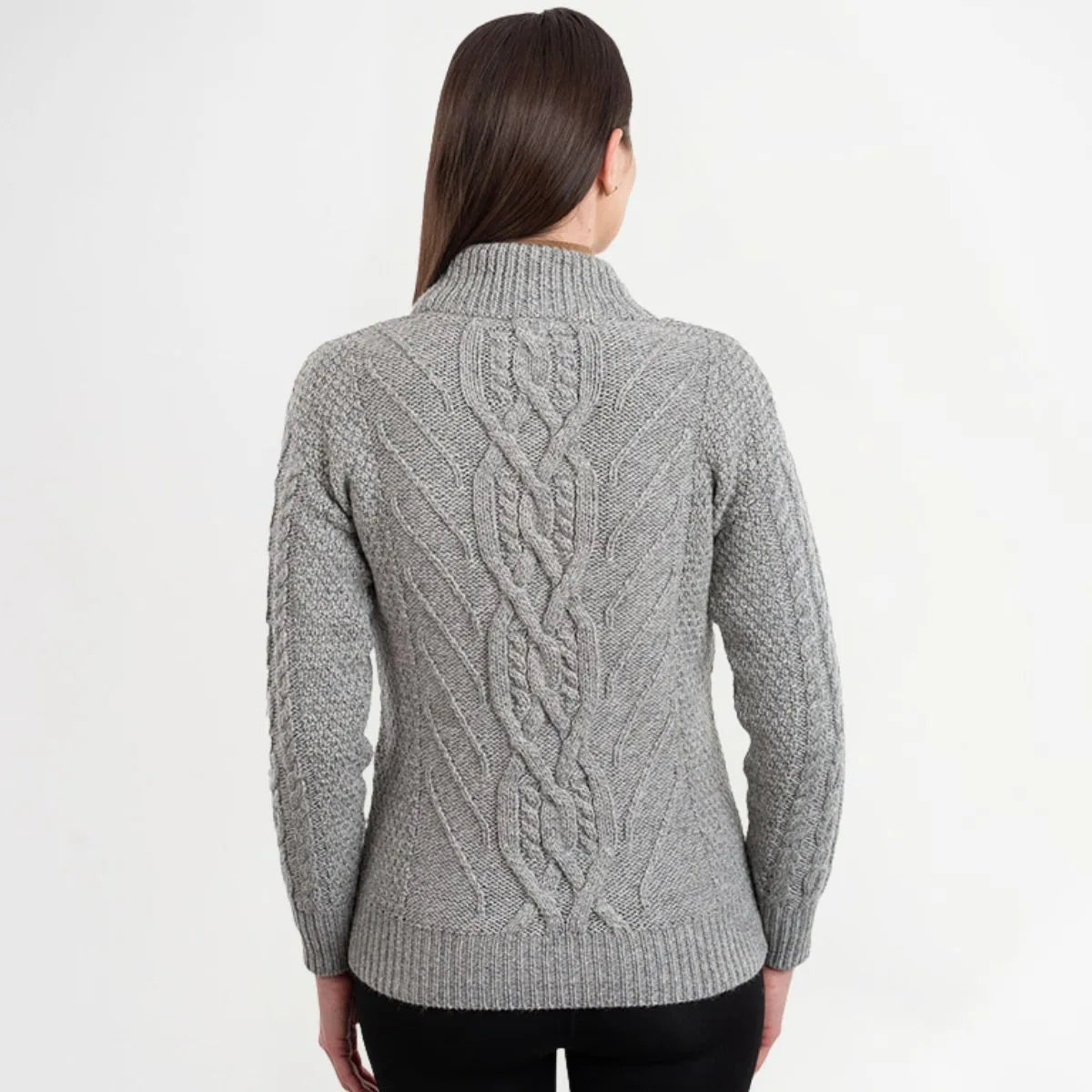 Women's Irish Cable Turtleneck Sweater | 100% Merino Wool Women's Irish Cable Turtleneck Sweater | 100% Merino Wool