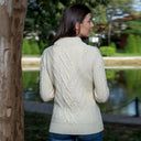 A20220 NATURAL WHITE Colour Women's Irish Cable Turtleneck Sweater Back Side Gaelsong
