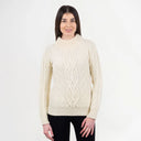 A20220 Women's Irish Cable Turtleneck Sweater White Gaelsong
