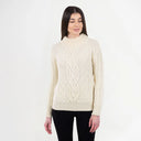 A20220 Women's Irish Cable Turtleneck Sweater White Gaelsong
