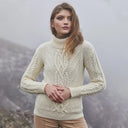 A20220 Women's Irish Cable Turtleneck Sweater White Gaelsong
