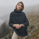A20221 Cable Stitch Poncho Charcoal Gaelsong
