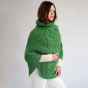 A20221 Cable Stitch Poncho Green Side View Gaelsong
