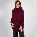 A20221 Cable Stitch Poncho Velvet Red Gaelsong
