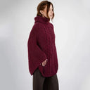 A20221 Cable Stitch Poncho Velvet Red Gaelsong

