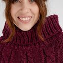 A20221 Cable Stitch Poncho Velvet Red Gaelsong
