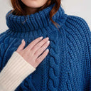 A20221 Cable Stitch Poncho Teal Blue Gaelsong
