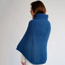 A20221 Cable Stitch Poncho Blue Back View Gaelsong
