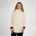 A20221 Cable Stitch Poncho White Gaelsong
