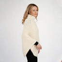 A20221 Cable Stitch Poncho White Side View Gaelsong

