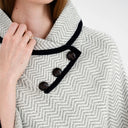 A20222 Ladies Herringbone Cape Grey Collar Close Up Gaelsong

