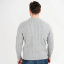 A20225 Men's Heritage Crew Neck Irish Sweater Grey Back View  Gaelsong

