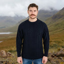 A20225 Men's Heritage Crew Neck Irish Sweater Navy Gaelsong
