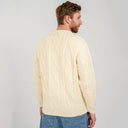 A20225  Men's Heritage Crew Neck Irish Sweater White Back View Gaelsong
