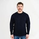 A20225 Men's Heritage Crew Neck Irish Sweater Navy Gaelsong
