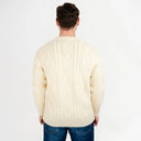 A20225 Men's Heritage Crew Neck Irish Sweater Natural Back View  Gaelsong
