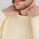 A20225 Men's Heritage Crew Neck Irish Sweater Collar Close Up Gaelsong
