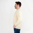 A20225 Men's Heritage Crew Neck Irish Sweater Natural Side View Gaelsong
