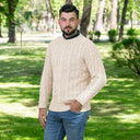 A20228 Celtic Cable Men's Sweater Natural White Gaelsong

