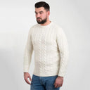 A20228 Celtic Cable Men's Sweater Natural White Gaelsong
