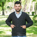 A20229 CHARCOAL Colour Men's Merino Wool Cardigan Gaelsong
