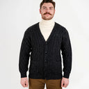 A20229 Men's Merino Wool Button-Up Irish Cardigan Charcoal Gaelsong

