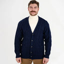 A20229 Men's Merino Wool Button-Up Irish Cardigan Navy Gaelsong
