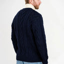A20229 Men's Merino Wool Button-Up Irish Cardigan Navy Back View Gaelsong
