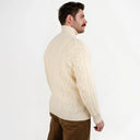 A20229 Men's Merino Wool Button-Up Irish Cardigan Natural White Side View Gaelsong

