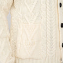 A20229 Men's Merino Wool Button-Up Irish Cardigan Natural White Pocket Close Up Gaelsong
