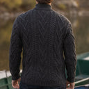 A20230 Fisherman Quarter Zip Sweater Charcoal Back View  Gaelsong
