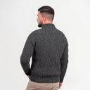 A20230 Fisherman Quarter Zip Sweater Dark Grey Back View Gaelsong
