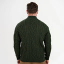 A20230 Fisherman Quarter Zip Sweater Army Green Back View Gaelsong
