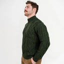 A20230 Fisherman Quarter Zip Sweater Army Green Side View Gaelsong
