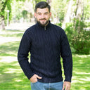 A20230 NAVY BLUE Colour Fisherman Quarter Zip SweaterGaelsong