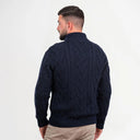 A20230 Fisherman Quarter Zip Sweater Navy Back View Gaelsong
